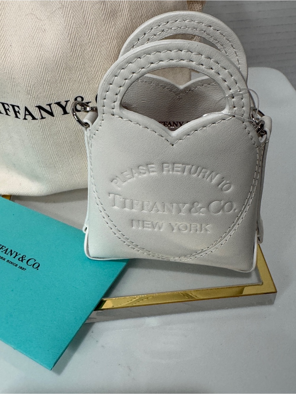 Tiffany & Co. White Leather Nano 'Please Return To' Heart Bag --RARE-NWT - Picture 2 of 6